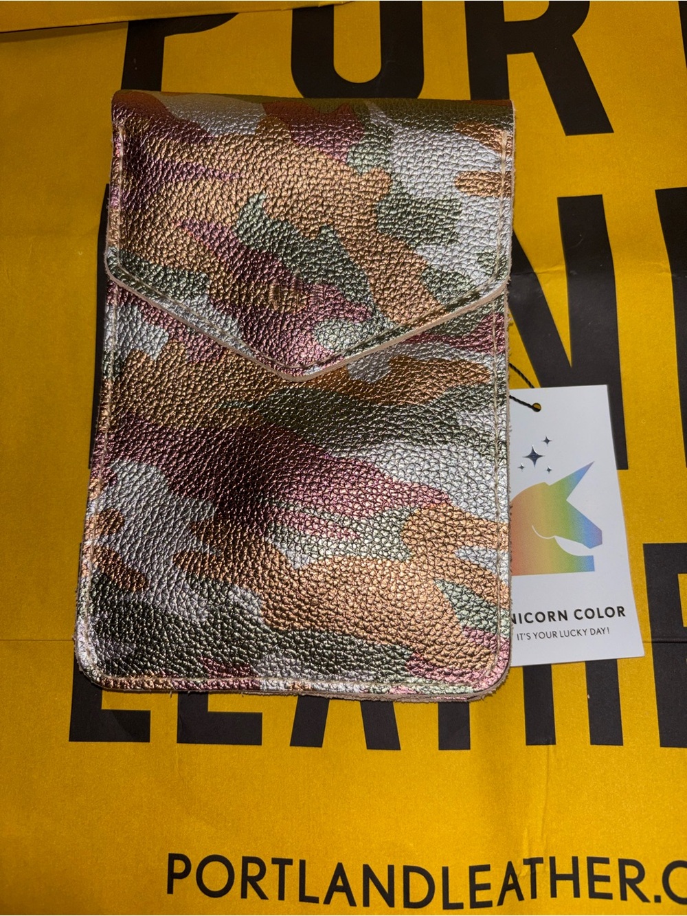 Portland Leather Parker Phone Bag - Camuflash - Metallic Camo